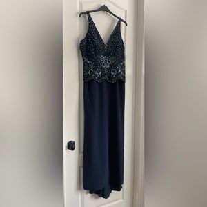 Avanti Designs beaded navy evening gown